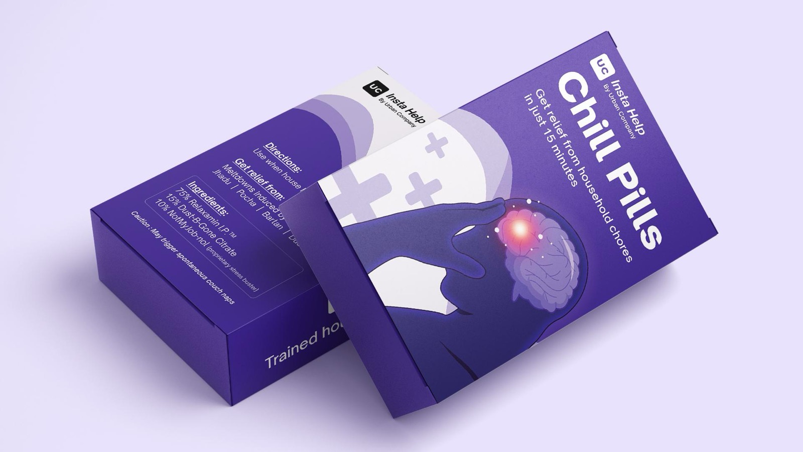 Urban Company Chill Pills product box mock-up